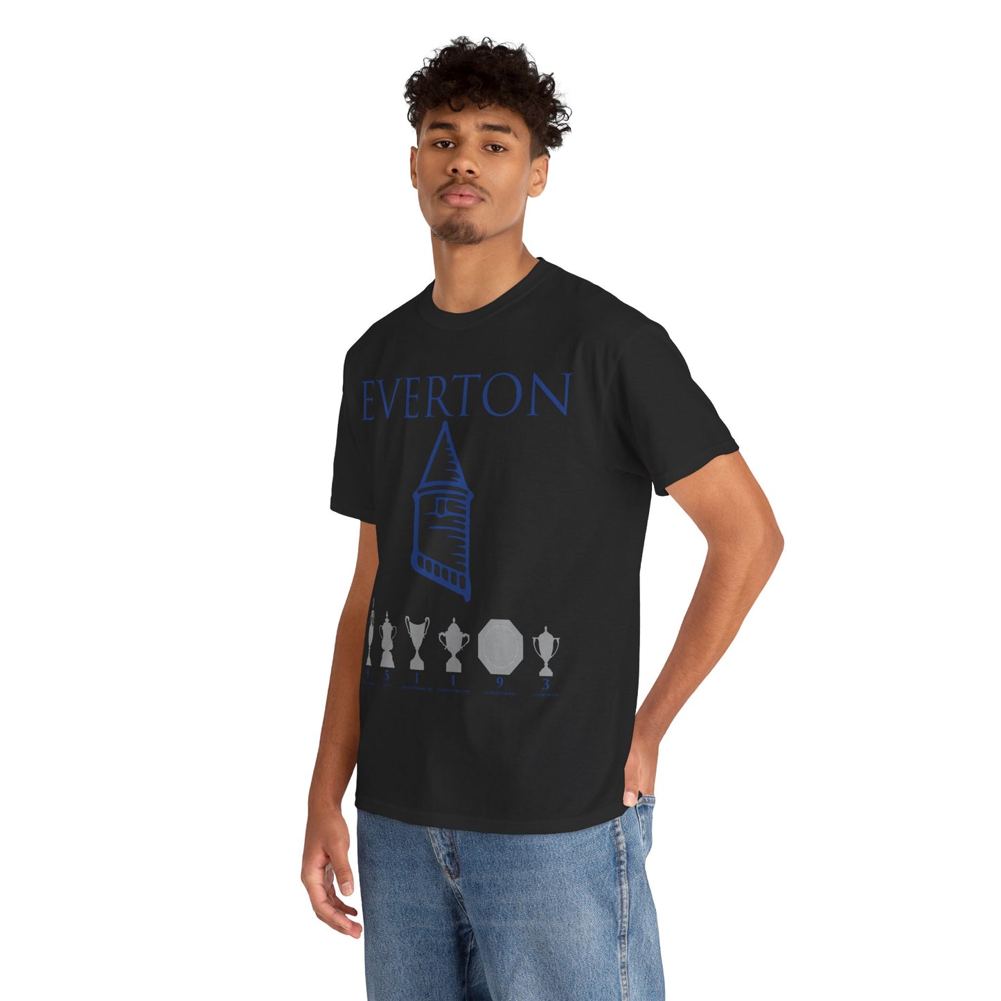 Everton Tower & Trophies Unisex Heavy Cotton T-Shirt - Royal/White/Black/Gold/Navy