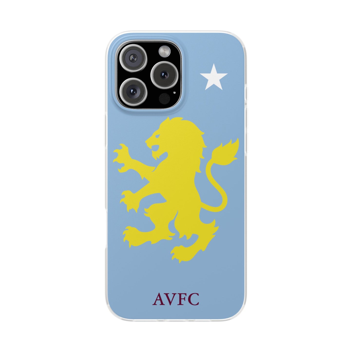 Aston Villa iPhone Flexi Case - iPhone 16, 15, 14, Plus/Pro/Pro Max - Blue, Yellow Lion