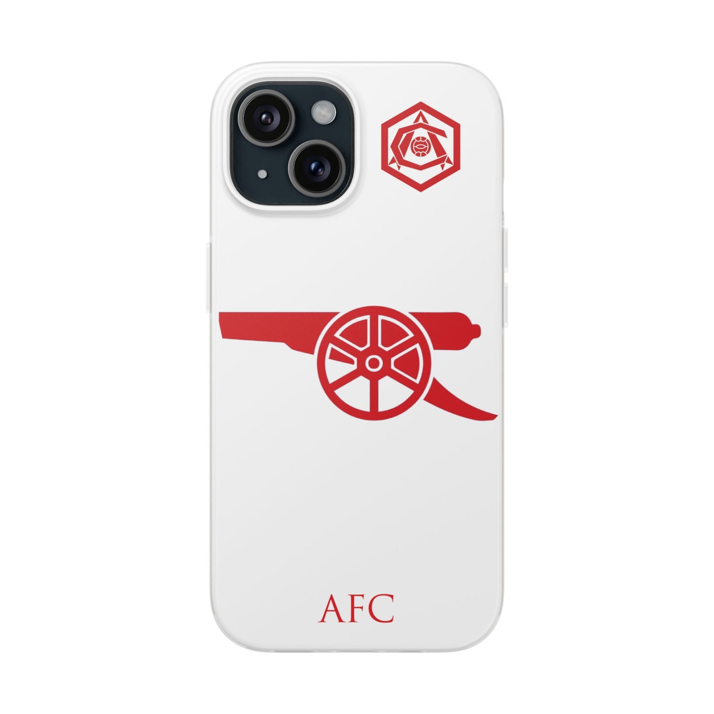 Arsenal Cannon & Monogram White iPhone Flexi Case - iPhone 16, 15, 14, Plus/Pro/Pro Max