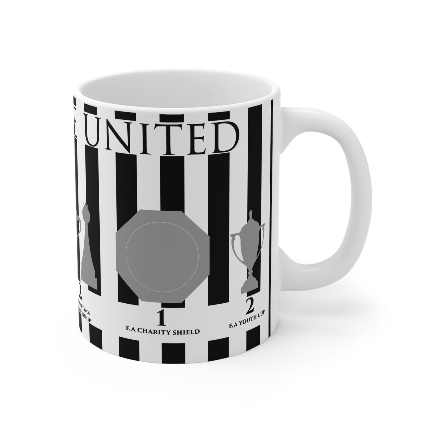 Newcastle United Trophies Mug - Stripes - Black Text