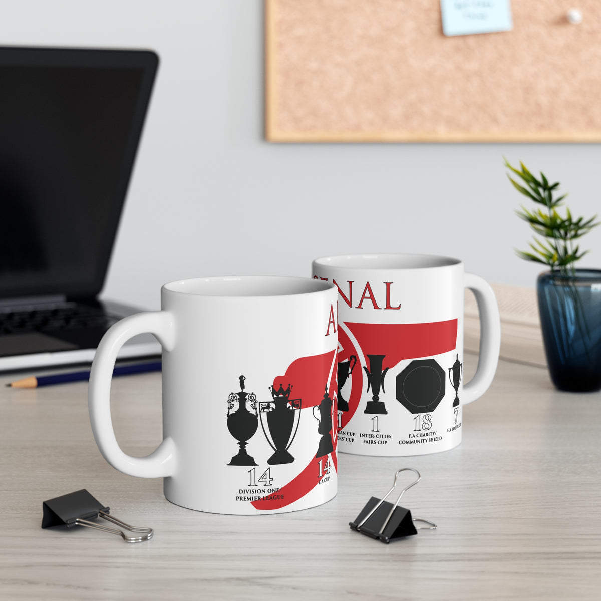 Arsenal Trophies Mug UPDATED - White - Red Cannon