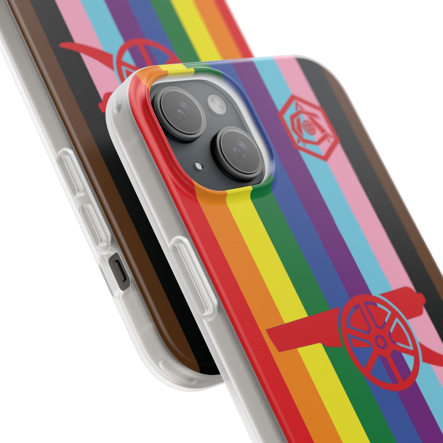 Arsenal Cannon & Monogram Rainbow iPhone Flexi Case - iPhone 16, 15, 14, Plus/Pro/Pro Max