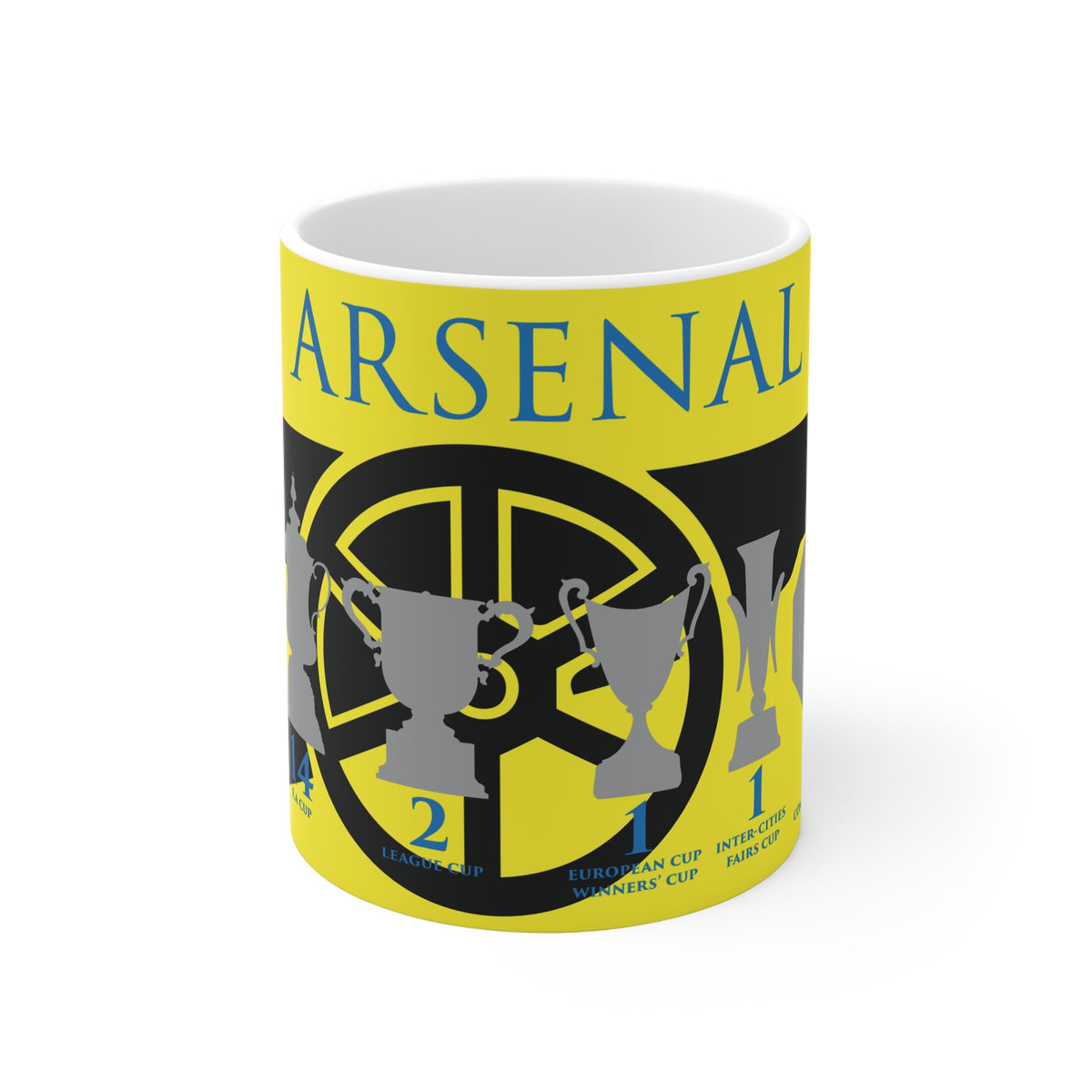 Arsenal Trophies Mug UPDATED - Yellow - Black Cannon