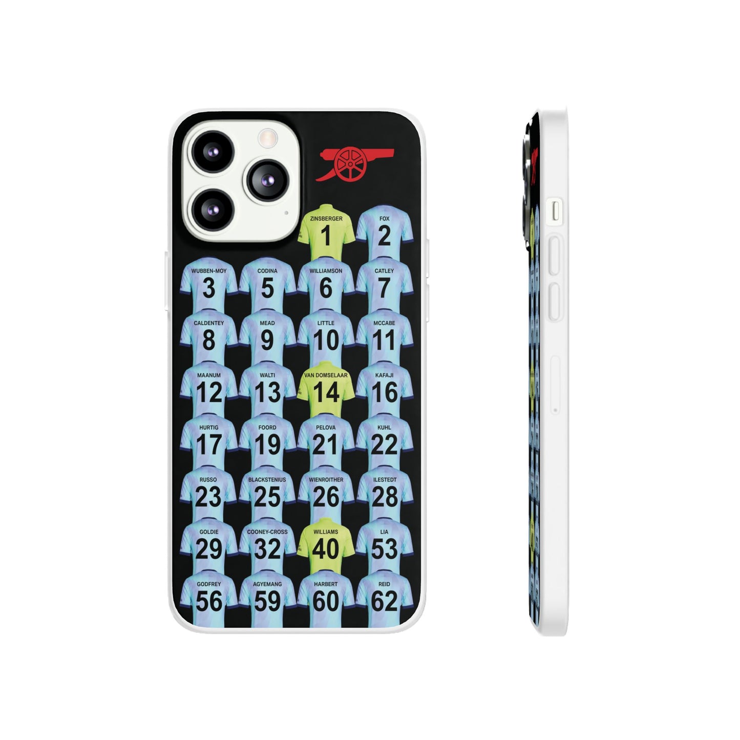 Arsenal Women Third Kit iPhone Flexi Case - iPhone 16, 15, 14, 13, 12, Mini/Plus/Pro/Pro Max - Black