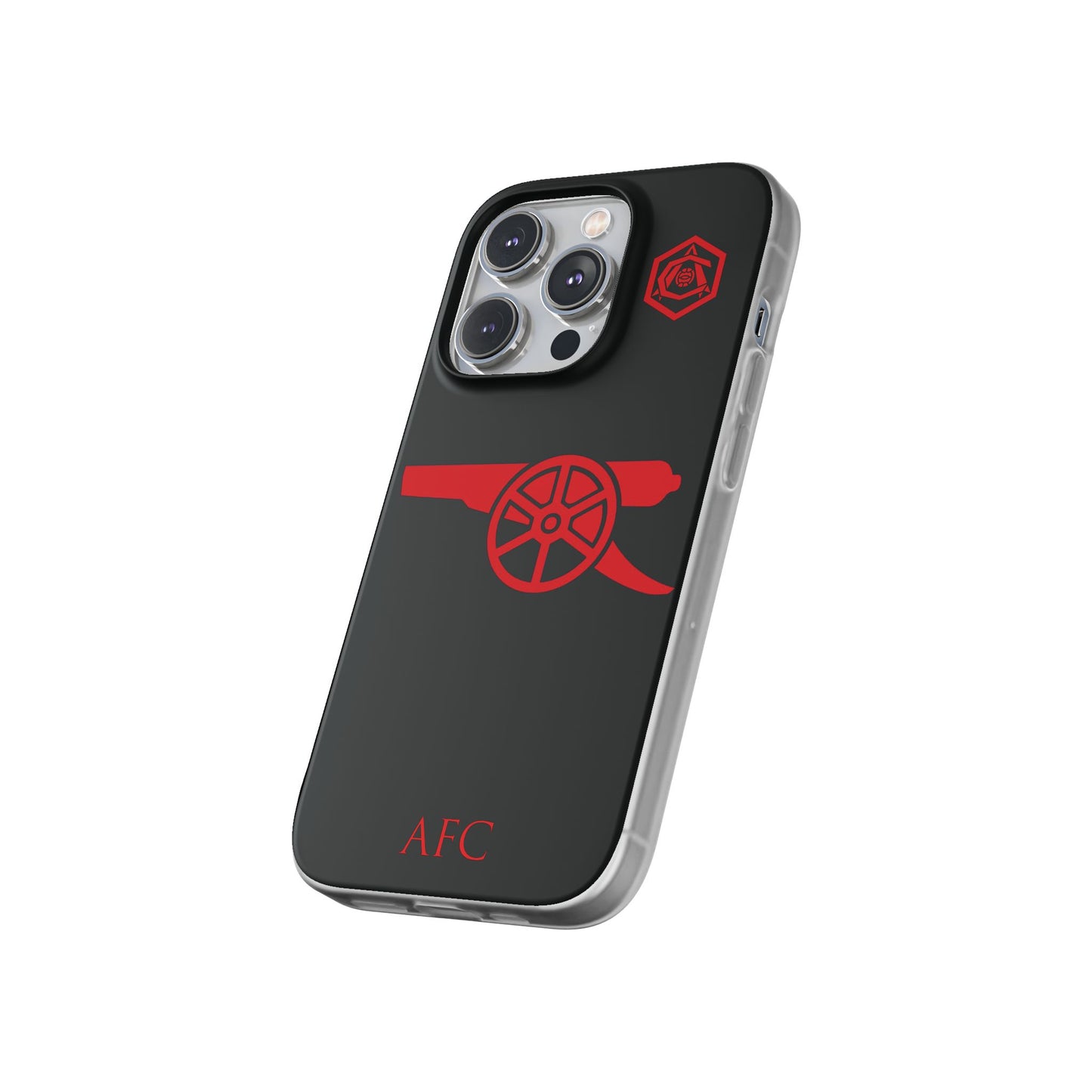 Arsenal Cannon & Monogram Black iPhone Flexi Case - iPhone 16, 15, 14, Plus/Pro/Pro Max