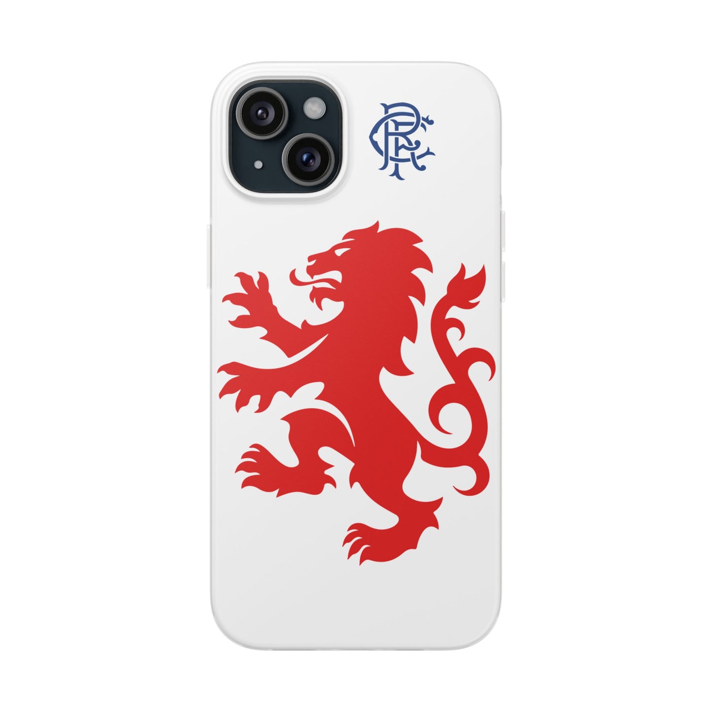 Rangers Lion & Monogram White iPhone Flexi Case - iPhone 16, 15, 14, Plus/Pro/Pro Max