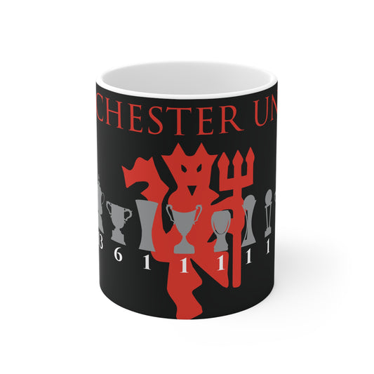 Manchester United Trophies & Red Devil Mug - Black