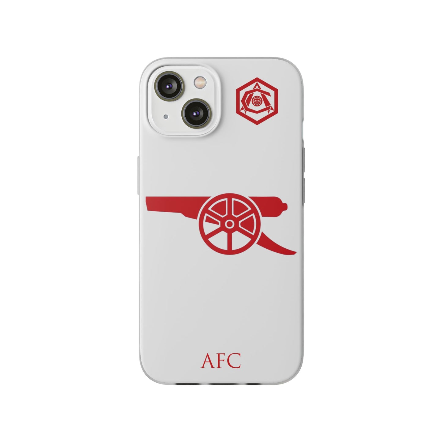 Arsenal Cannon & Monogram White iPhone Flexi Case - iPhone 16, 15, 14, Plus/Pro/Pro Max