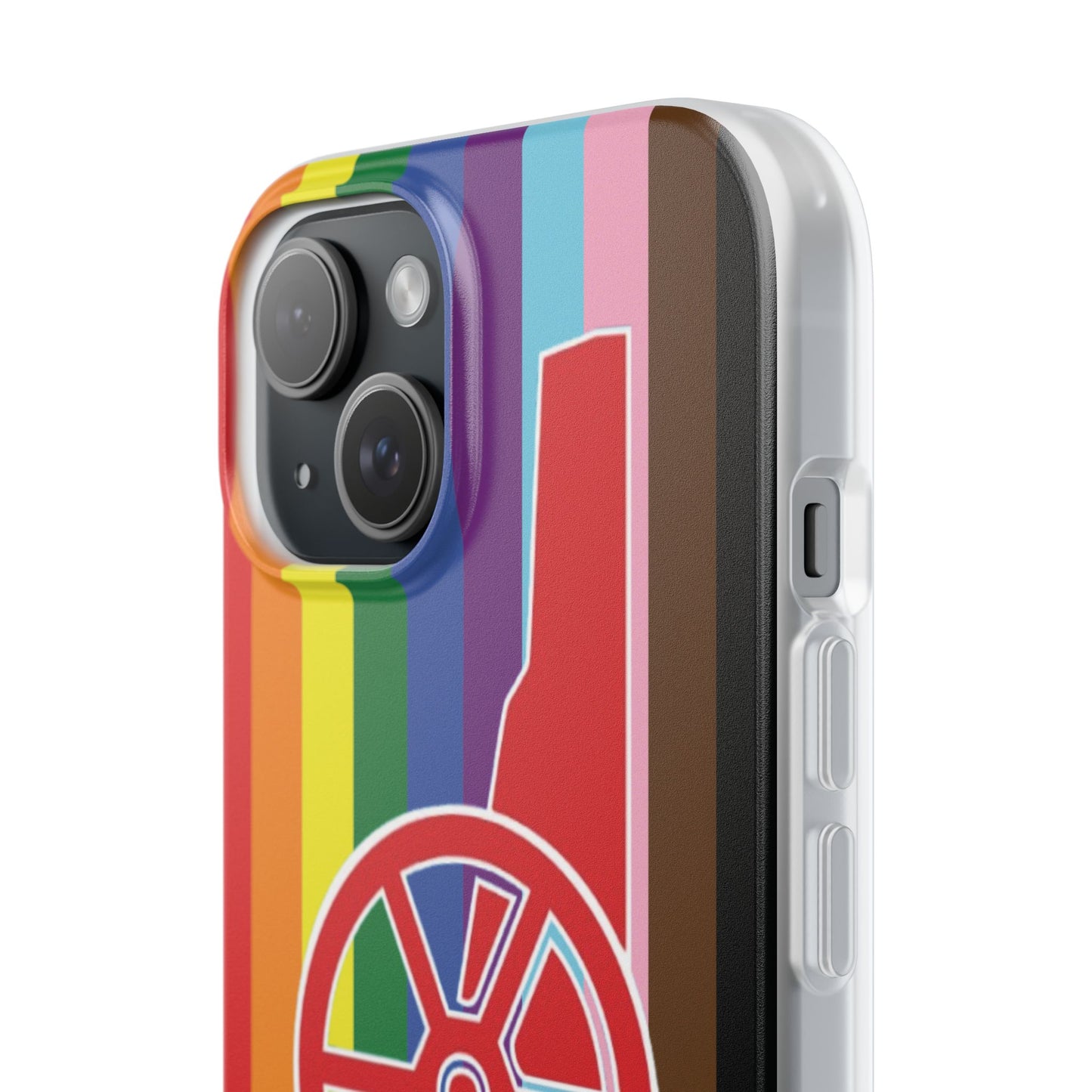 Arsenal Cannon Rainbow iPhone Flexi Case - iPhone 16, 15, 14, Plus/Pro/Pro Max