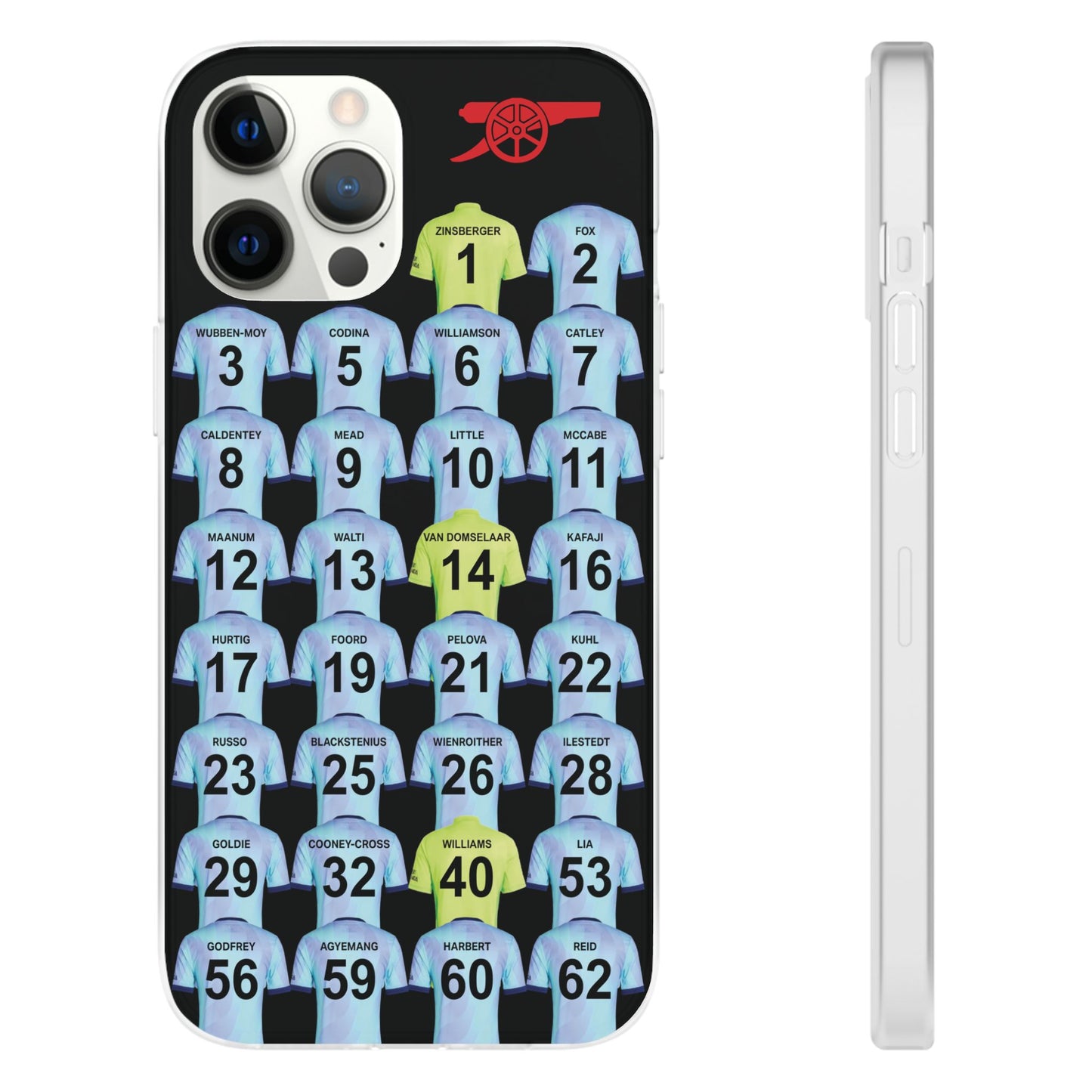 Arsenal Women Third Kit iPhone Flexi Case - iPhone 16, 15, 14, 13, 12, Mini/Plus/Pro/Pro Max - Black