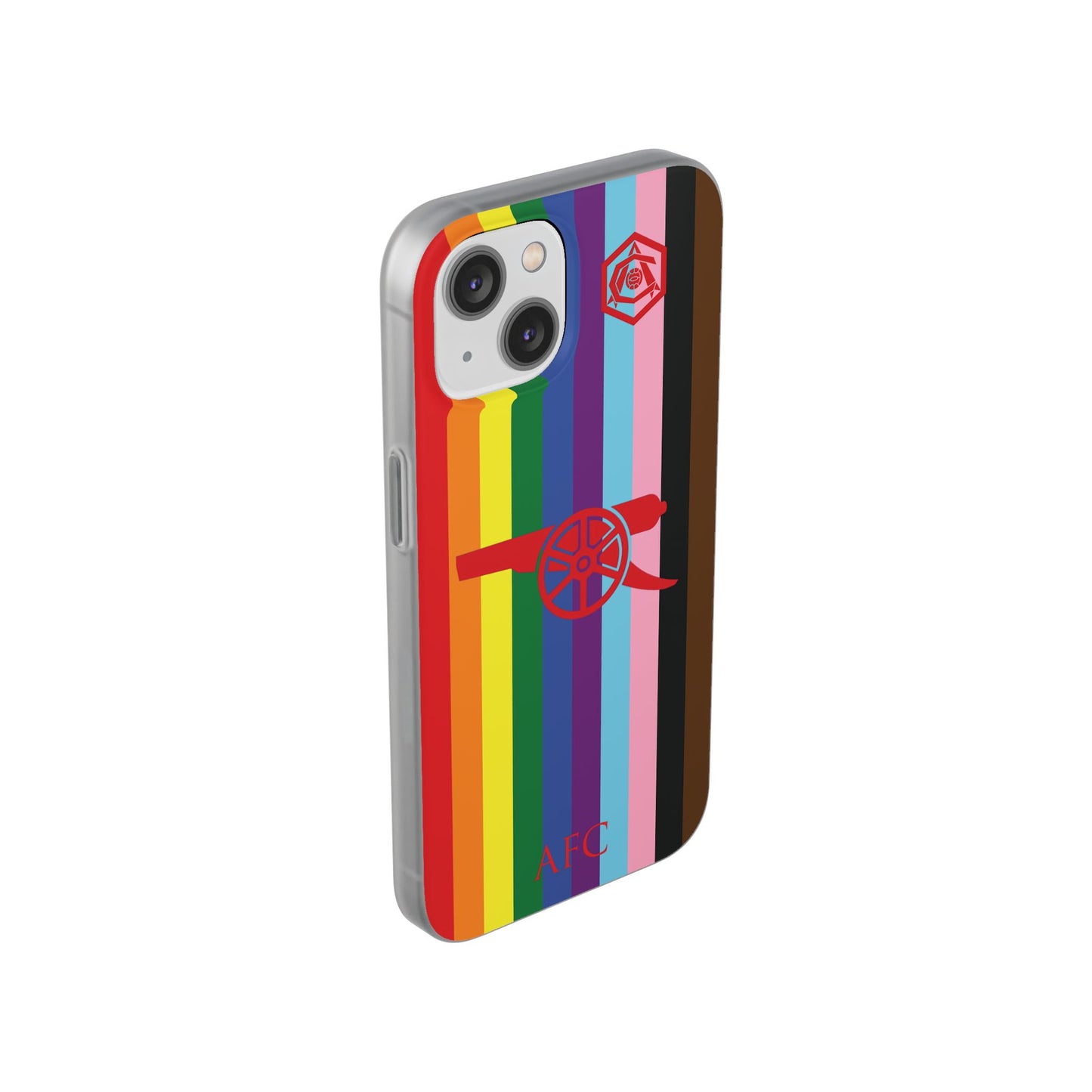 Arsenal Cannon & Monogram Rainbow iPhone Flexi Case - iPhone 16, 15, 14, Plus/Pro/Pro Max