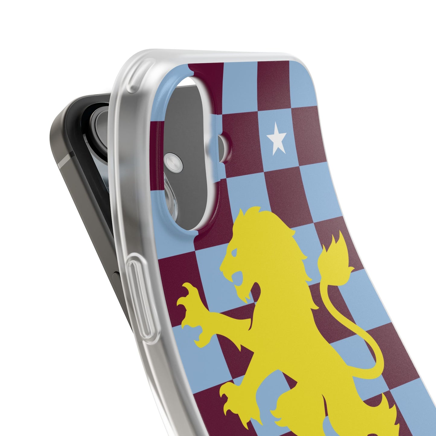 Aston Villa Claret & Blue Chequered iPhone Flexi Case - iPhone 16, 15, 14, Plus/Pro/Pro Max