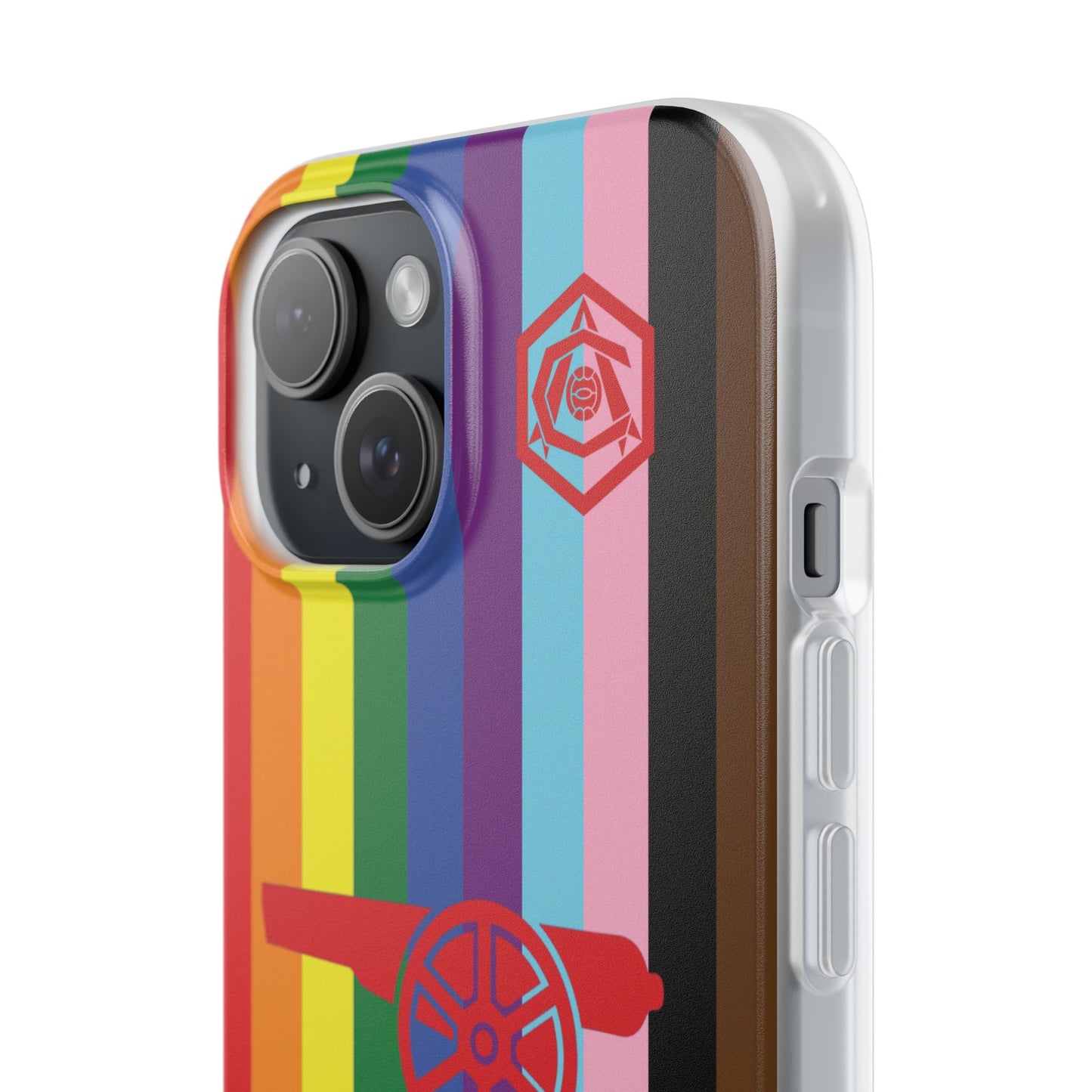 Arsenal Cannon & Monogram Rainbow iPhone Flexi Case - iPhone 16, 15, 14, Plus/Pro/Pro Max