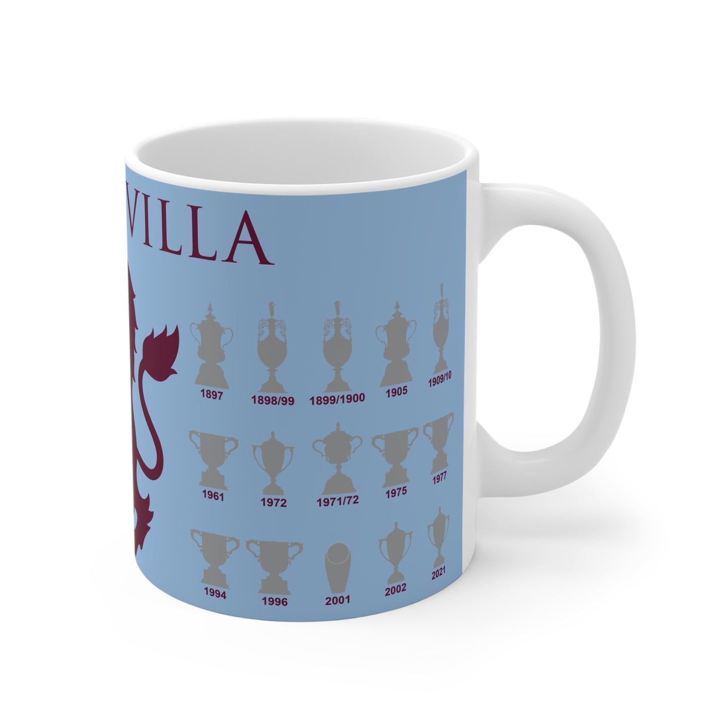 Aston Villa Trophies Collection & Lion Mug - Blue