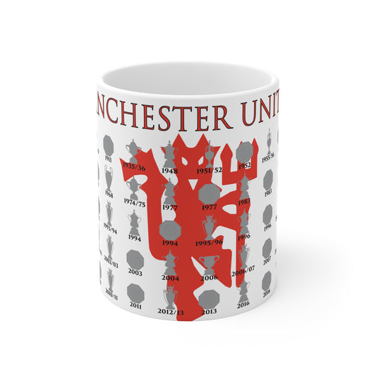 Manchester United Trophies Collection & Devil Mug - White