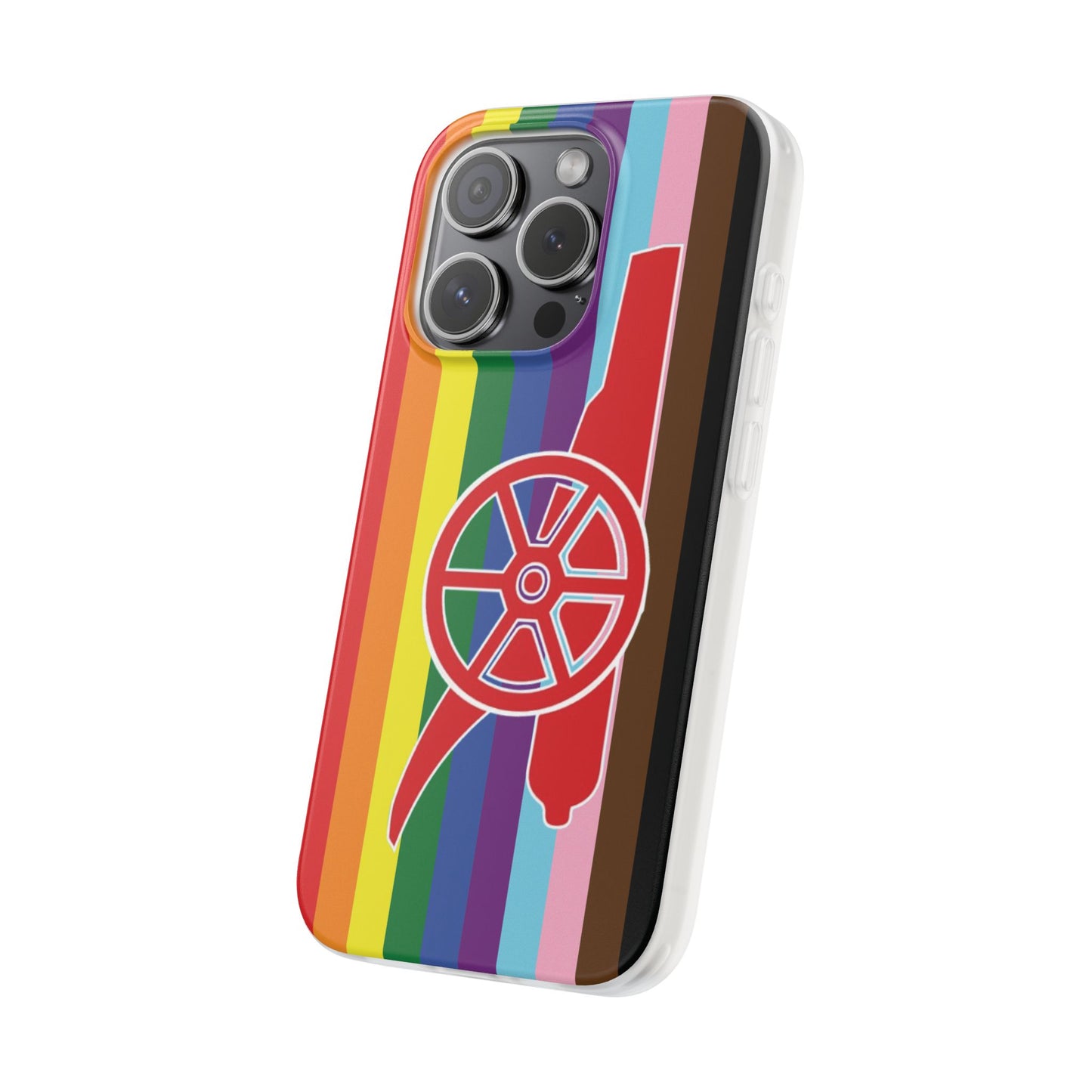 Arsenal Cannon Rainbow iPhone Flexi Case - iPhone 16, 15, 14, Plus/Pro/Pro Max