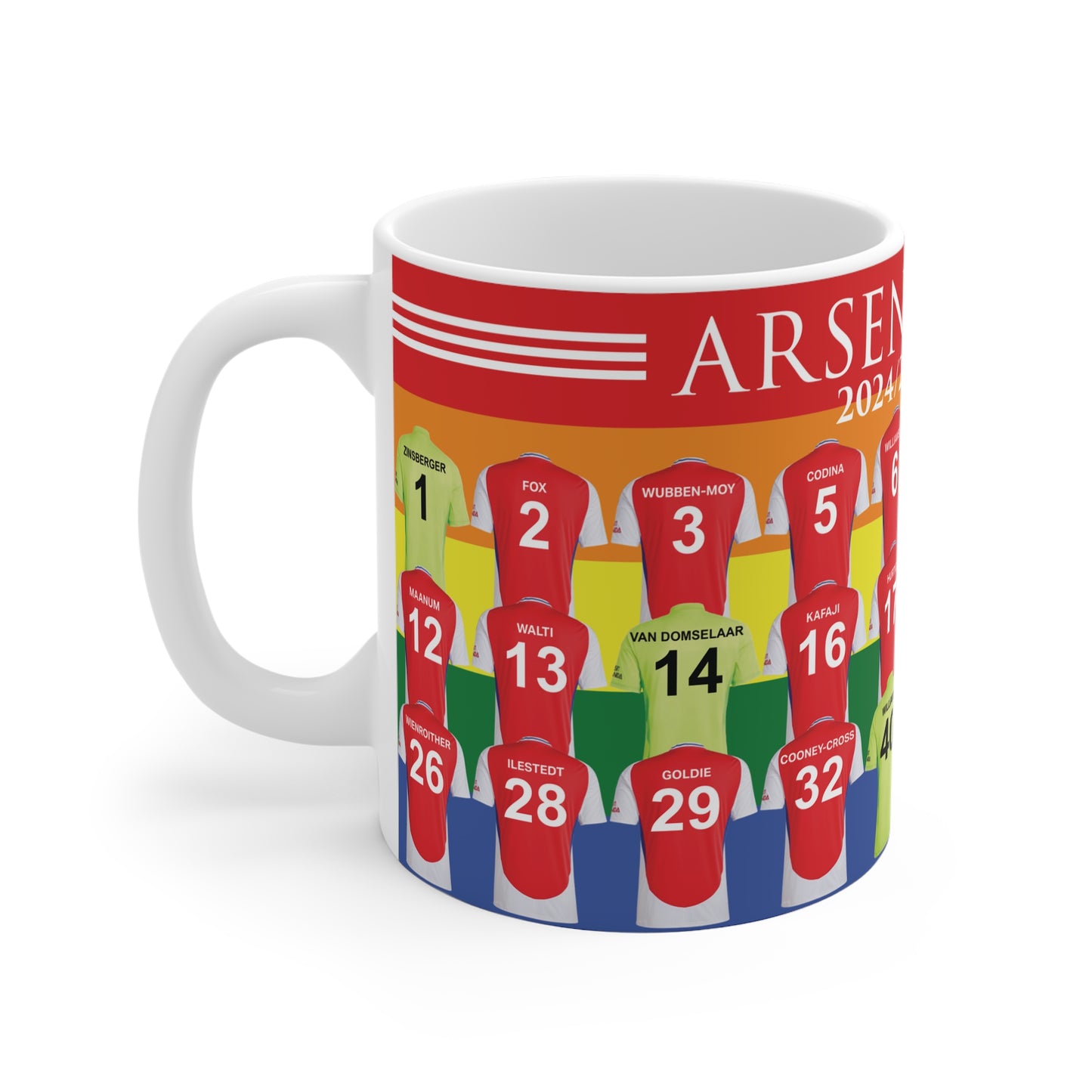 Arsenal Women Squad Home Kit Mug - Rainbow