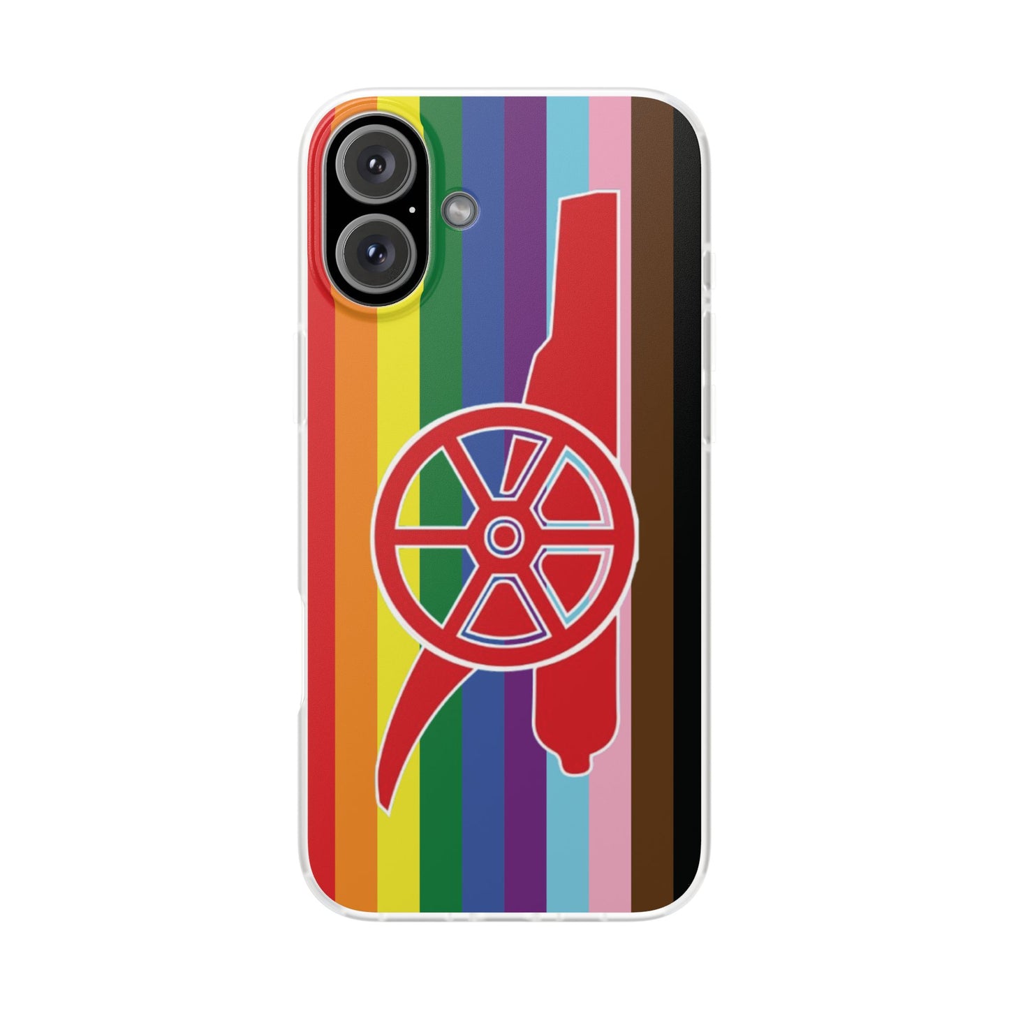 Arsenal Cannon Rainbow iPhone Flexi Case - iPhone 16, 15, 14, Plus/Pro/Pro Max