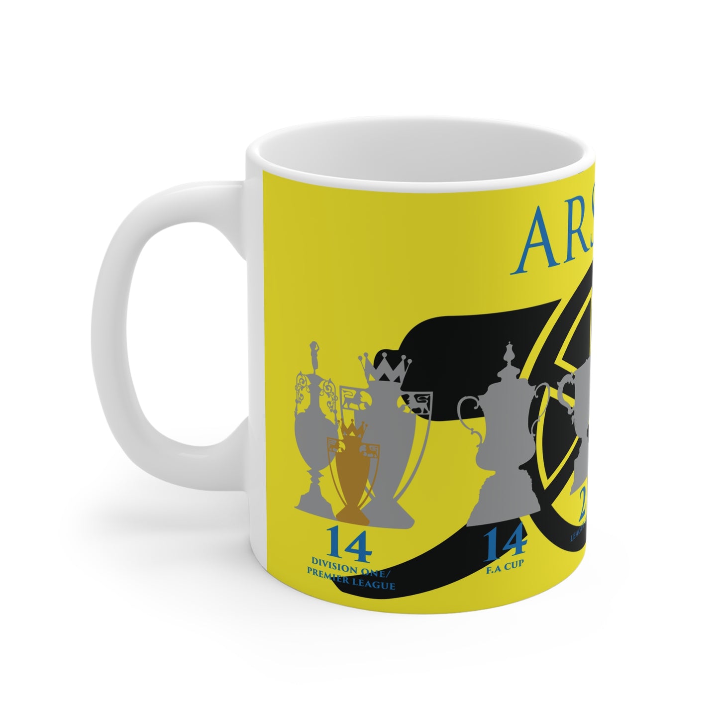Arsenal Trophies Mug UPDATED - Yellow - Black Cannon