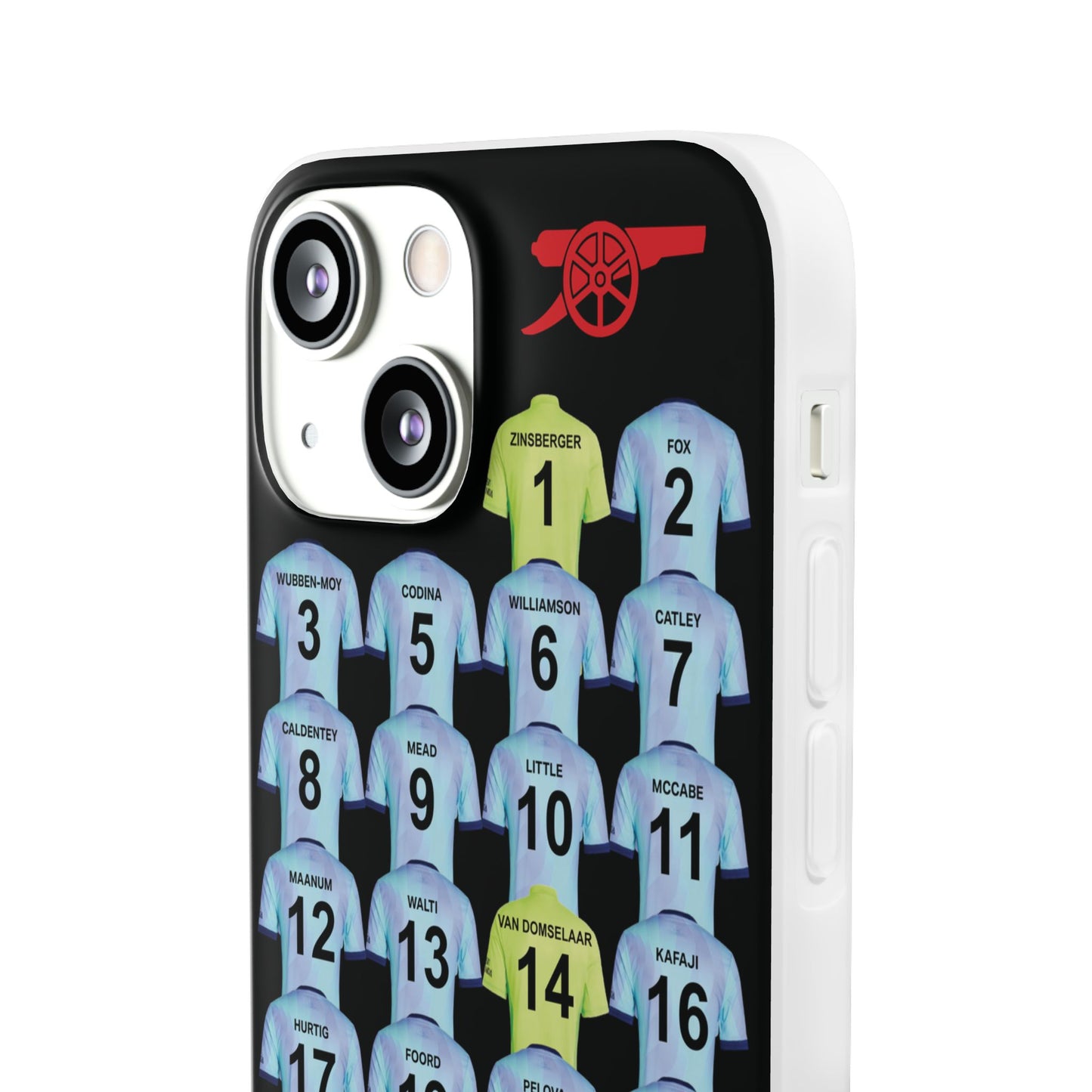 Arsenal Women Third Kit iPhone Flexi Case - iPhone 16, 15, 14, 13, 12, Mini/Plus/Pro/Pro Max - Black