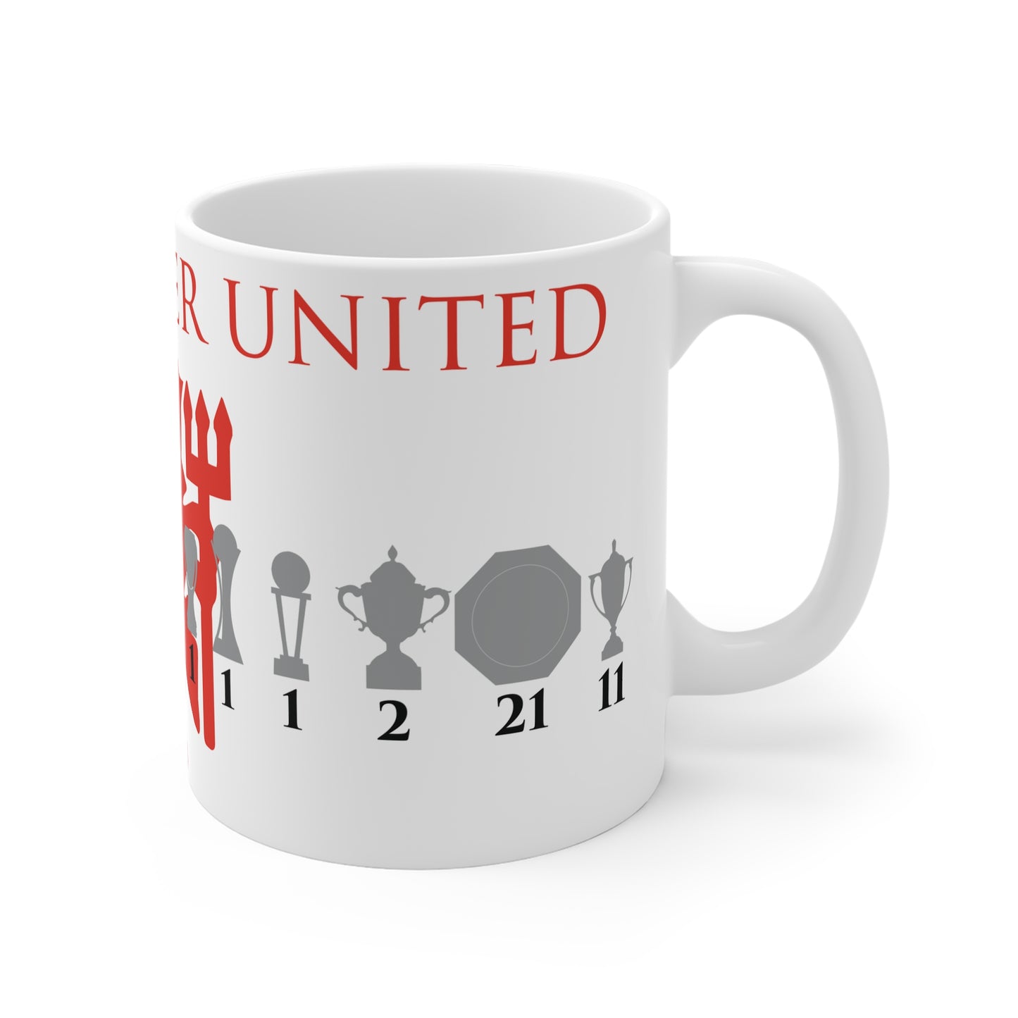 Manchester United Trophies & Red Devil Mug - White