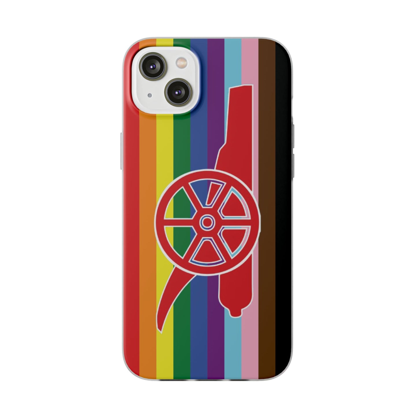 Arsenal Cannon Rainbow iPhone Flexi Case - iPhone 16, 15, 14, Plus/Pro/Pro Max