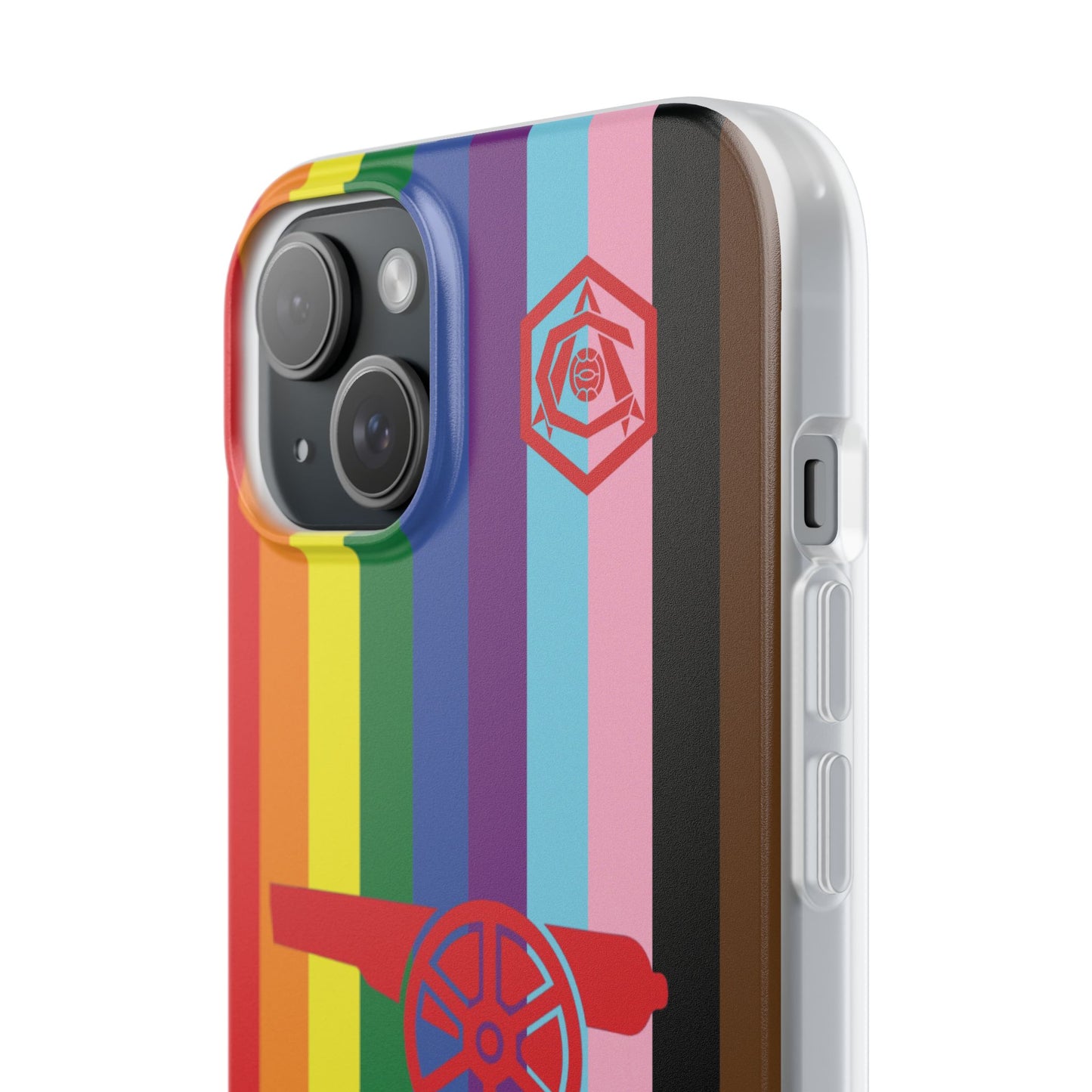 Arsenal Cannon & Monogram Rainbow iPhone Flexi Case - iPhone 16, 15, 14, Plus/Pro/Pro Max