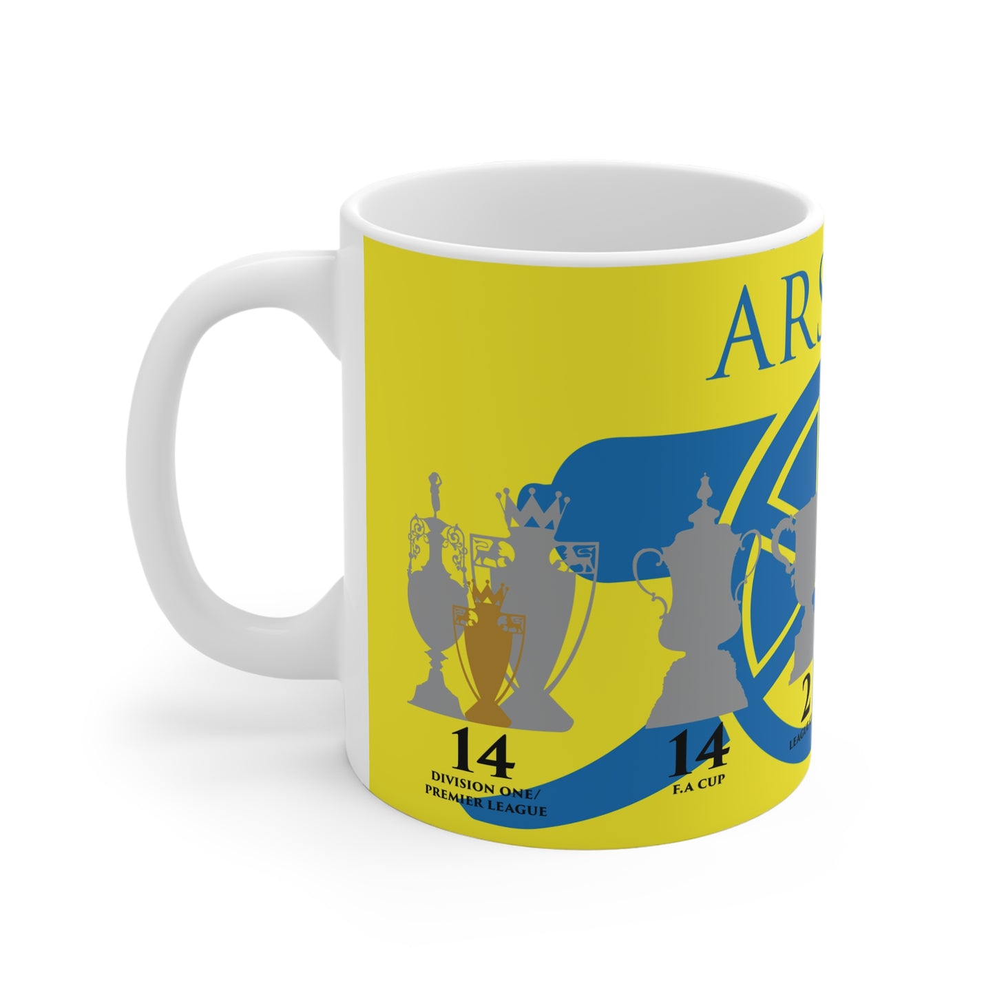 Arsenal Trophies Mug UPDATED - Yellow - Blue Cannon