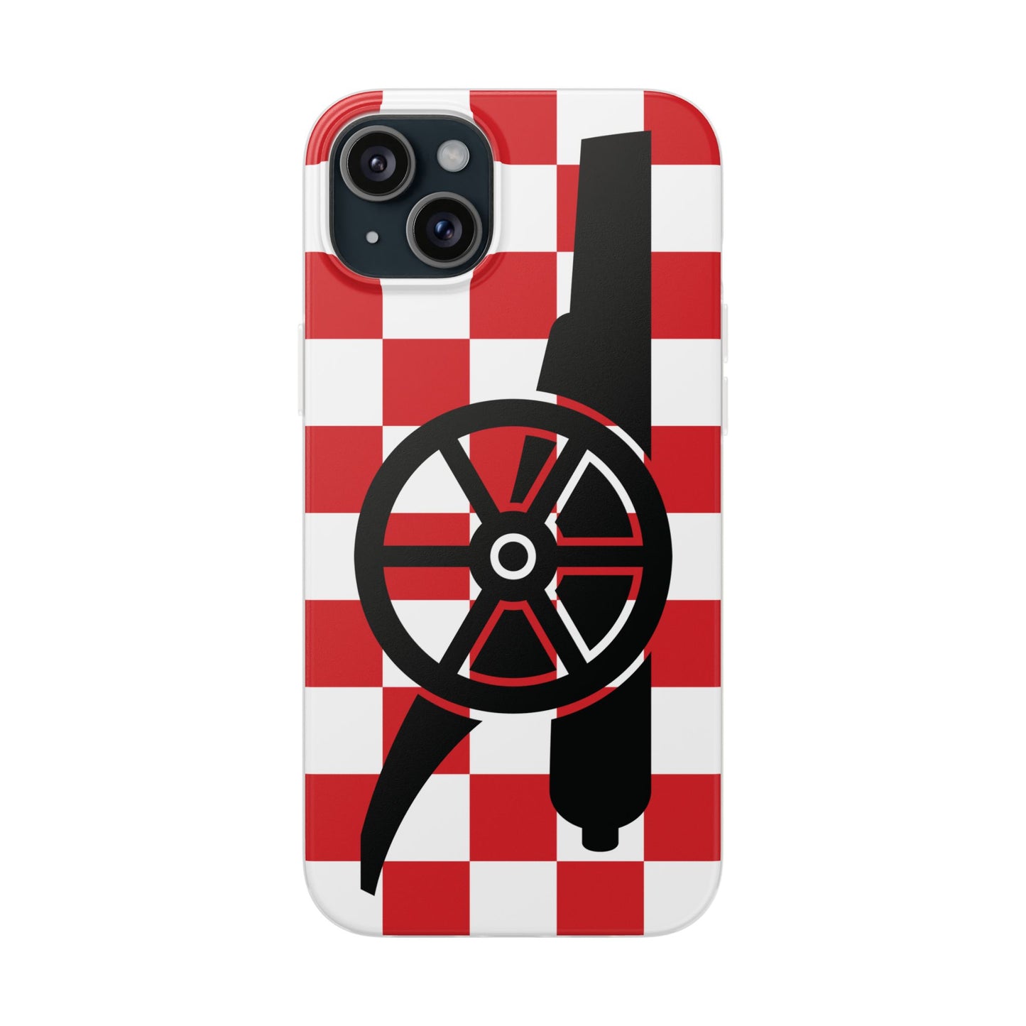 Arsenal Cannon Red & White Chequered iPhone Flexi Case - iPhone 16, 15, 14, Plus/Pro/Pro Max