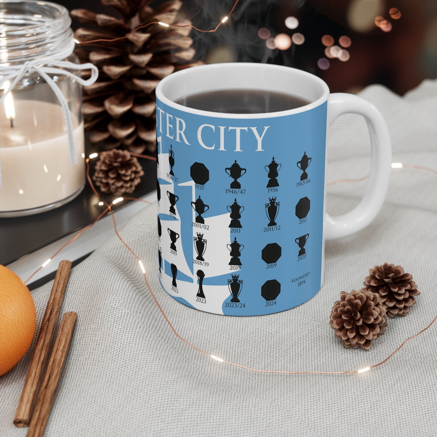 Manchester City Trophies Collection & Ship Mug - Blue