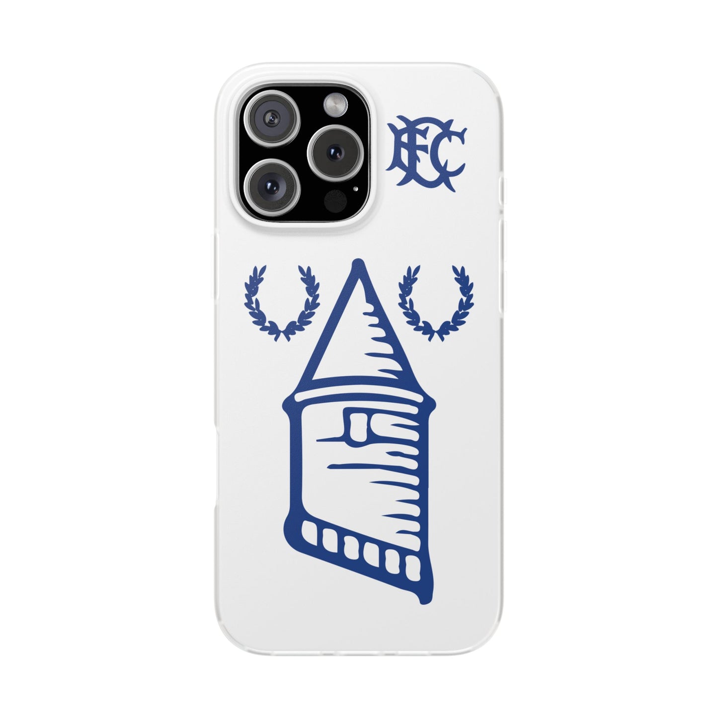 Everton Tower & Monogram White iPhone Flexi Case - iPhone 16, 15, 14 Plus/Pro/Pro Max