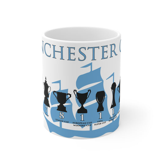 Manchester City Trophies & Ship Mug - White