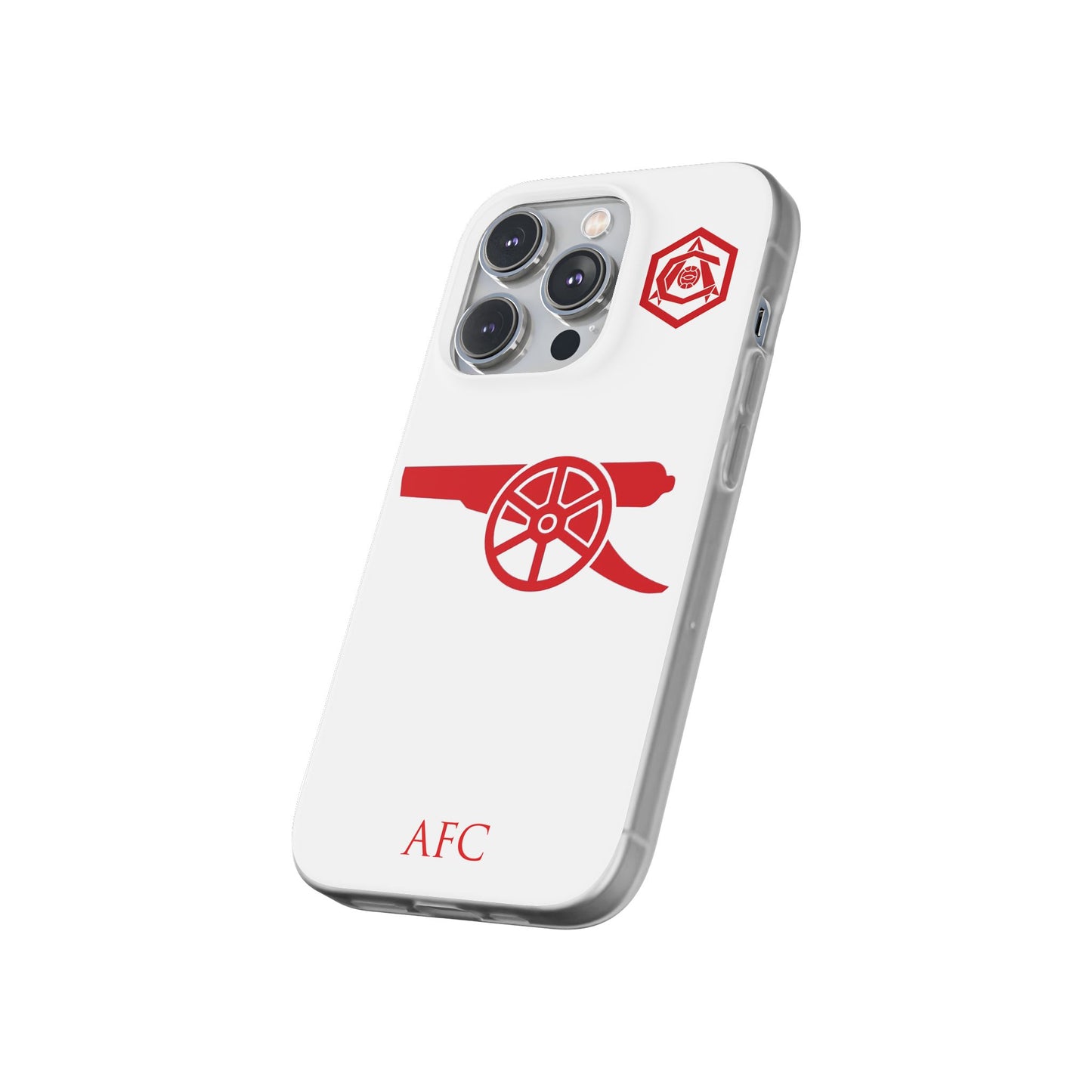 Arsenal Cannon & Monogram White iPhone Flexi Case - iPhone 16, 15, 14, Plus/Pro/Pro Max