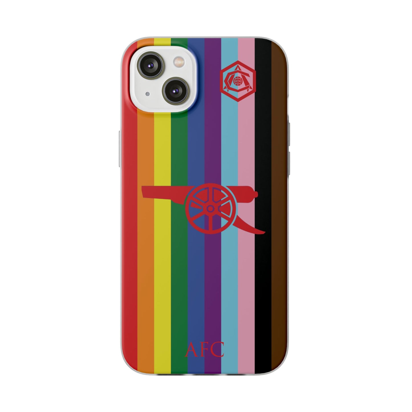 Arsenal Cannon & Monogram Rainbow iPhone Flexi Case - iPhone 16, 15, 14, Plus/Pro/Pro Max