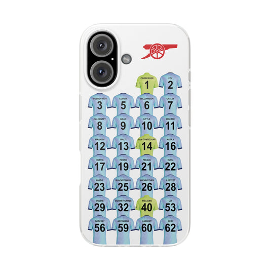 Arsenal Women Third Kit iPhone Flexi Case - iPhone 16, 15, 14, 13, 12, Mini/Plus/Pro/Pro Max - White