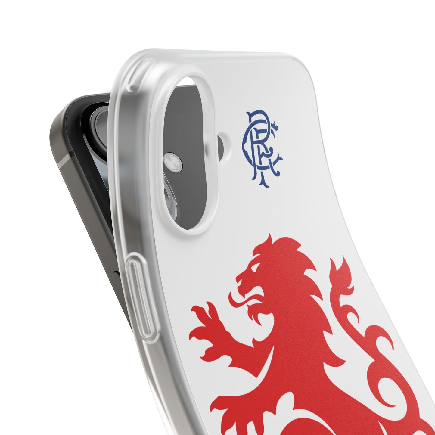 Rangers Lion & Monogram White iPhone Flexi Case - iPhone 16, 15, 14, Plus/Pro/Pro Max