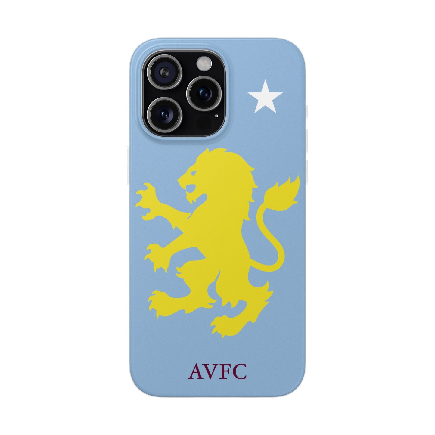 Aston Villa iPhone Flexi Case - iPhone 16, 15, 14, Plus/Pro/Pro Max - Blue, Yellow Lion