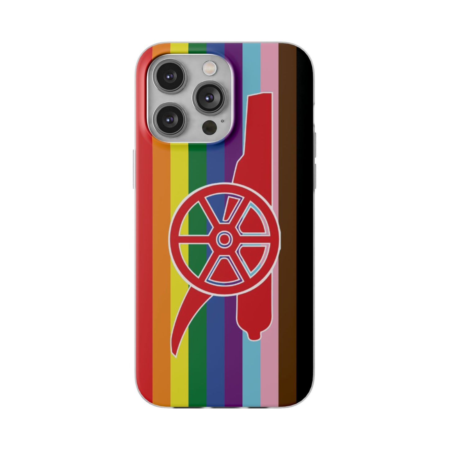 Arsenal Cannon Rainbow iPhone Flexi Case - iPhone 16, 15, 14, Plus/Pro/Pro Max