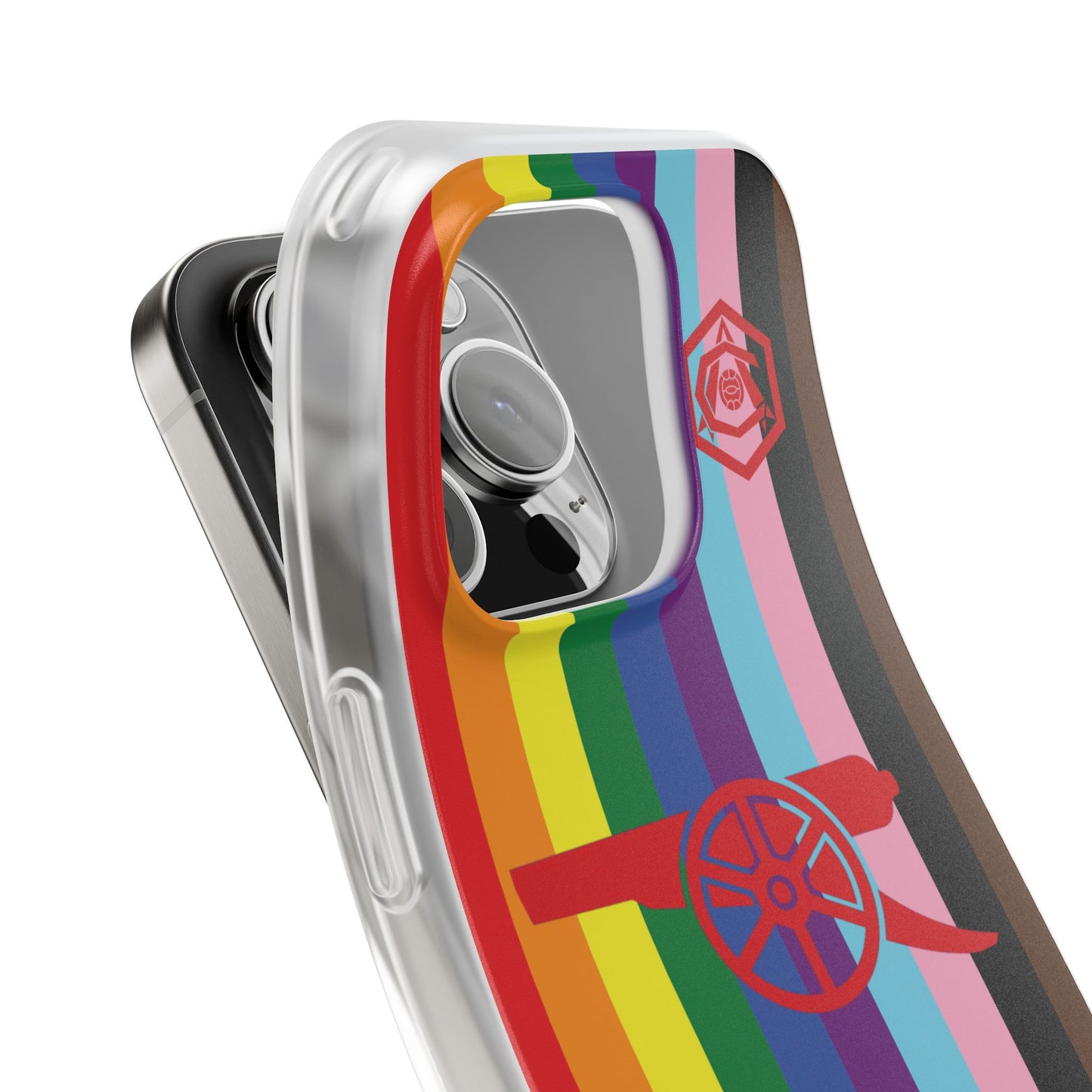 Arsenal Cannon & Monogram Rainbow iPhone Flexi Case - iPhone 16, 15, 14, Plus/Pro/Pro Max