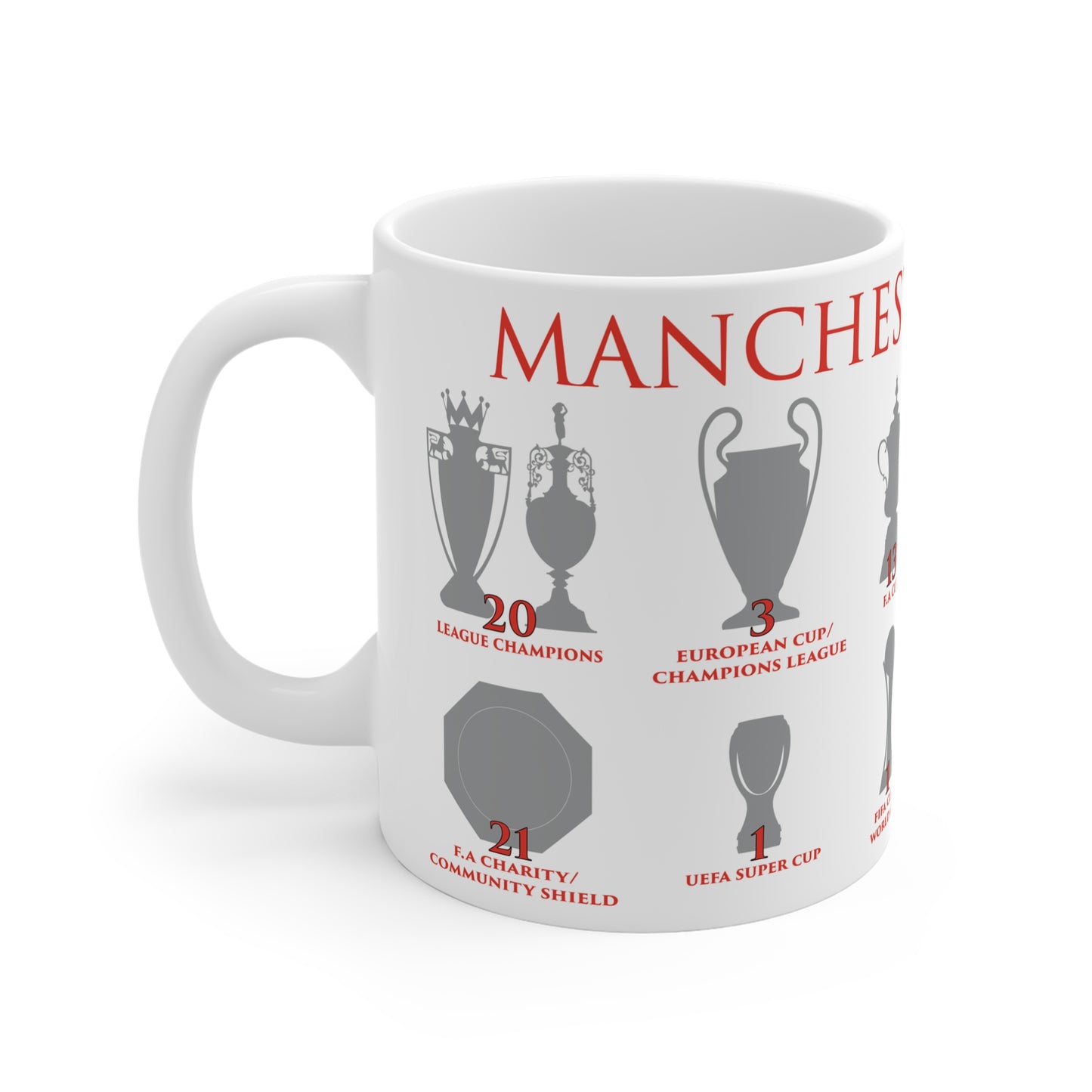 Manchester United Trophies Mug - White