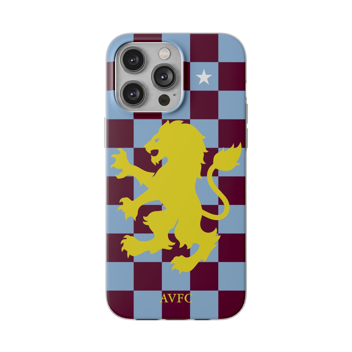 Aston Villa Claret & Blue Chequered iPhone Flexi Case - iPhone 16, 15, 14, Plus/Pro/Pro Max