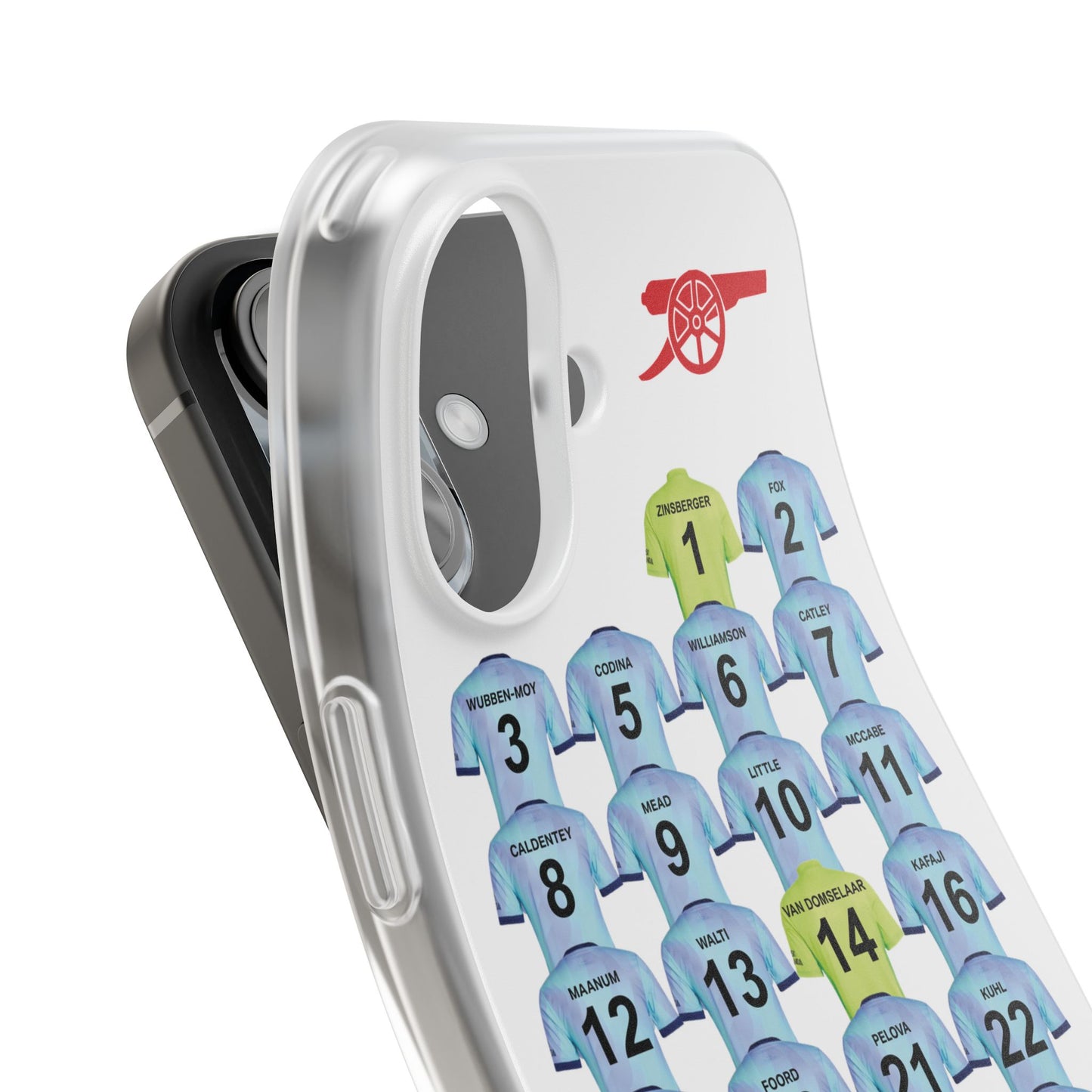 Arsenal Women Third Kit iPhone Flexi Case - iPhone 16, 15, 14, 13, 12, Mini/Plus/Pro/Pro Max - White