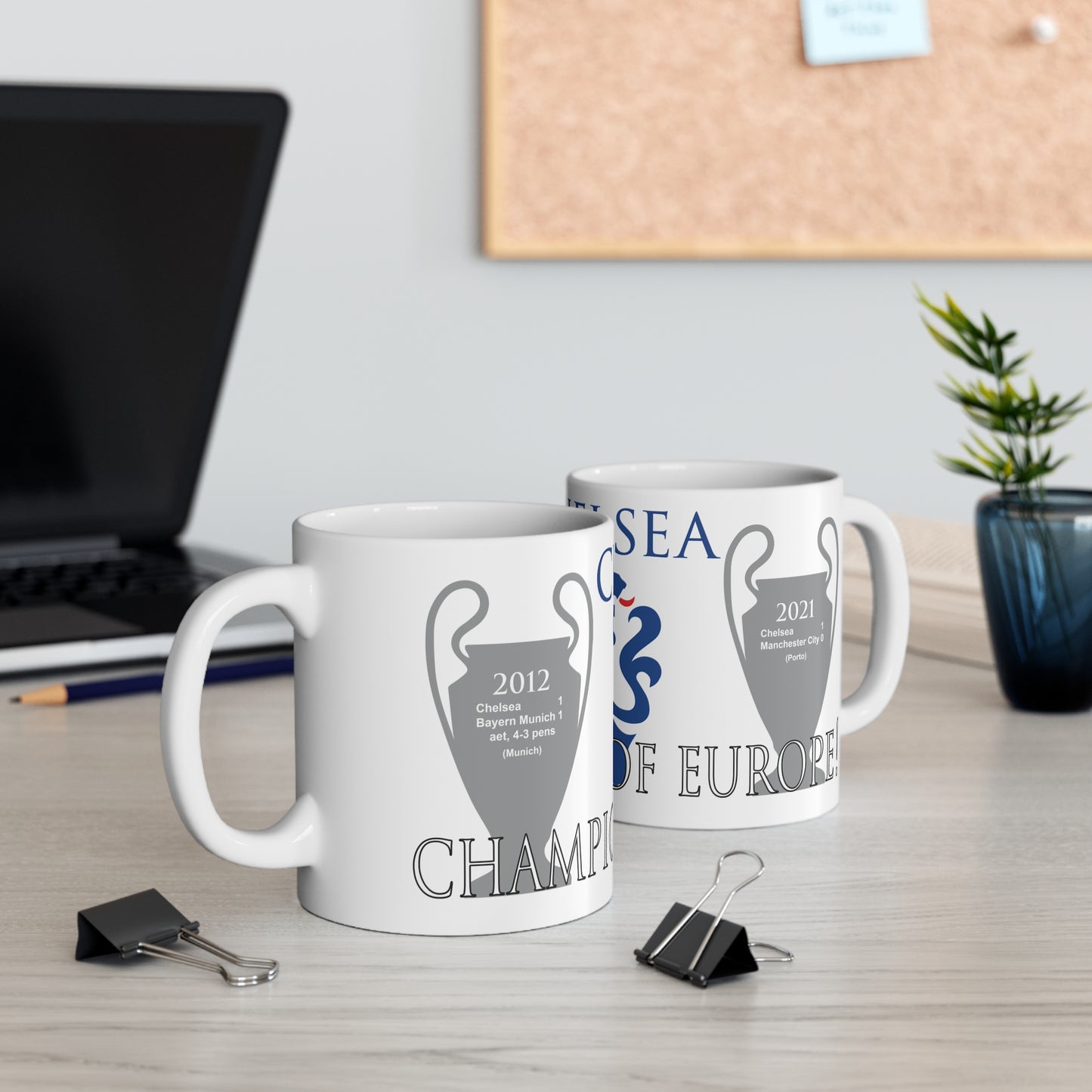 Chelsea Champions of Europe Mug - White