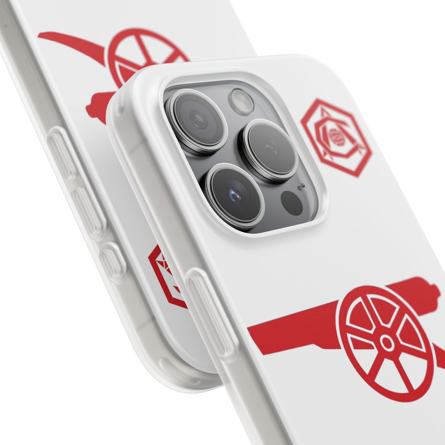 Arsenal Cannon & Monogram White iPhone Flexi Case - iPhone 16, 15, 14, Plus/Pro/Pro Max