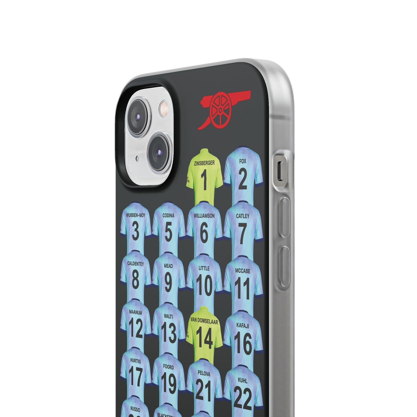 Arsenal Women Third Kit iPhone Flexi Case - iPhone 16, 15, 14, 13, 12, Mini/Plus/Pro/Pro Max - Black