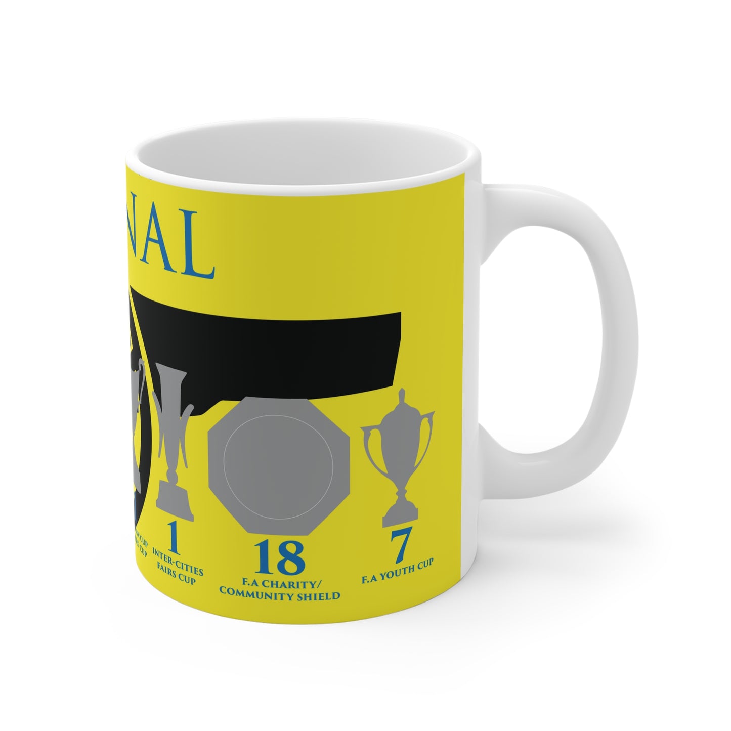 Arsenal Trophies Mug UPDATED - Yellow - Black Cannon