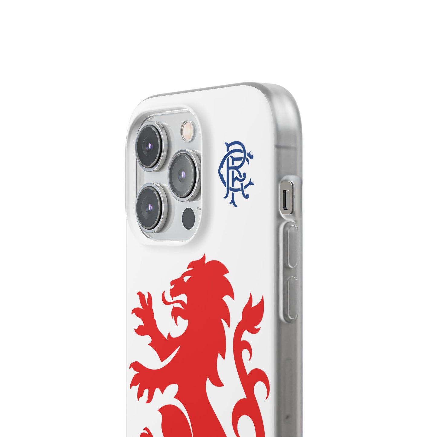 Rangers Lion & Monogram White iPhone Flexi Case - iPhone 16, 15, 14, Plus/Pro/Pro Max