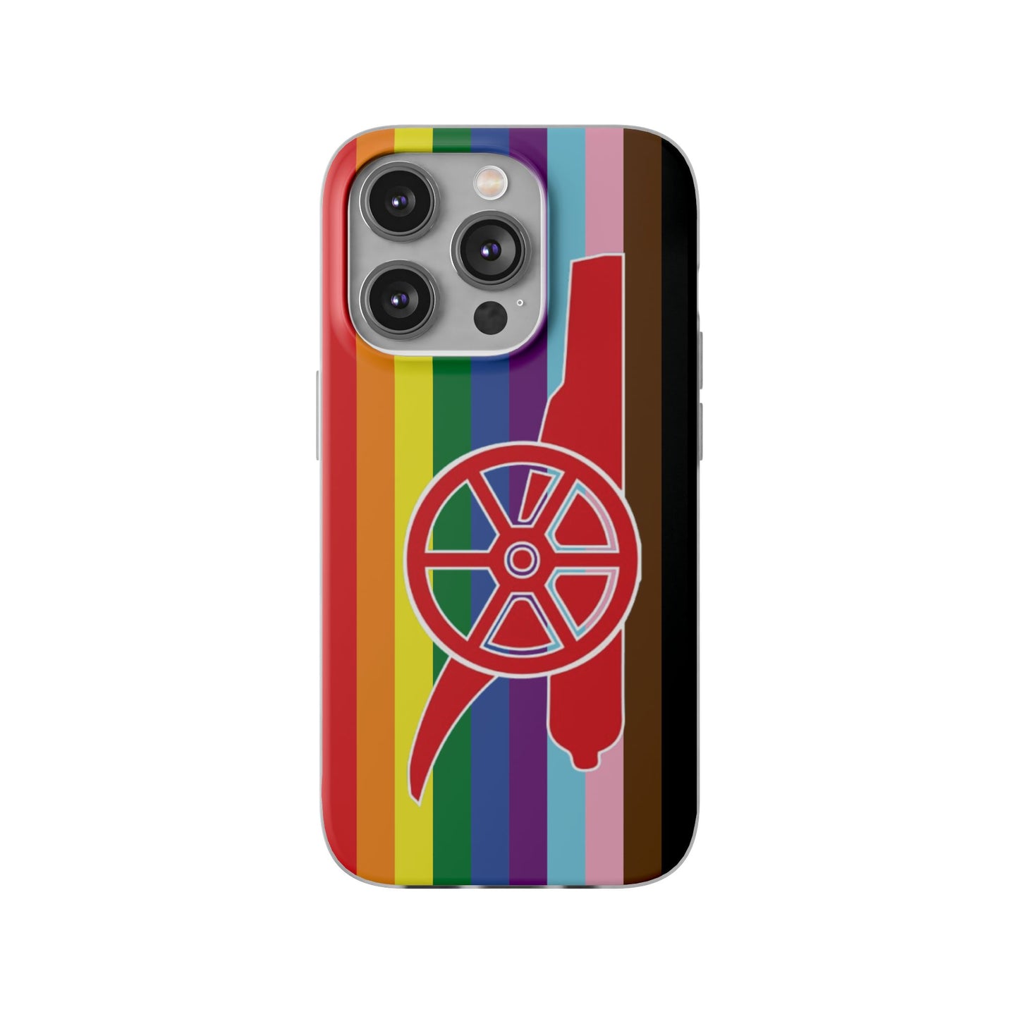 Arsenal Cannon Rainbow iPhone Flexi Case - iPhone 16, 15, 14, Plus/Pro/Pro Max