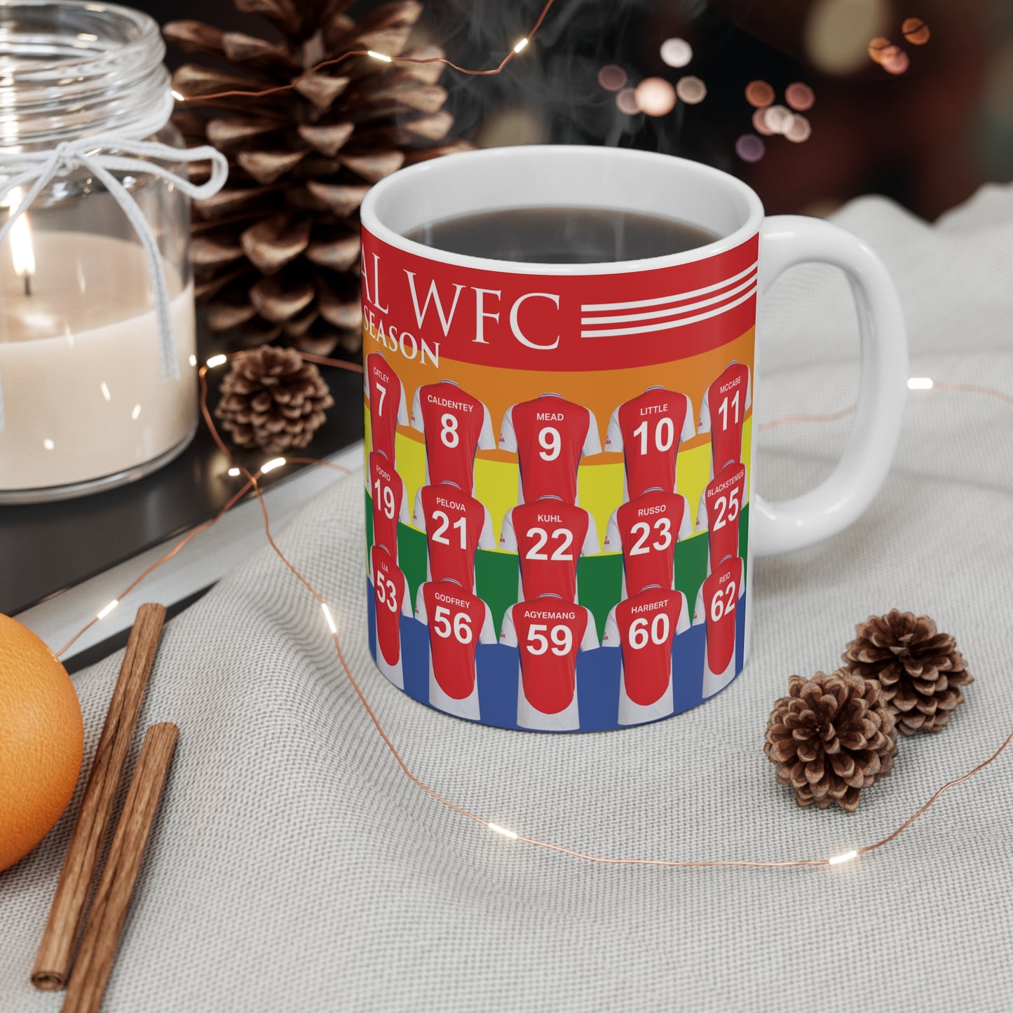 Arsenal Women Squad Home Kit Mug - Rainbow