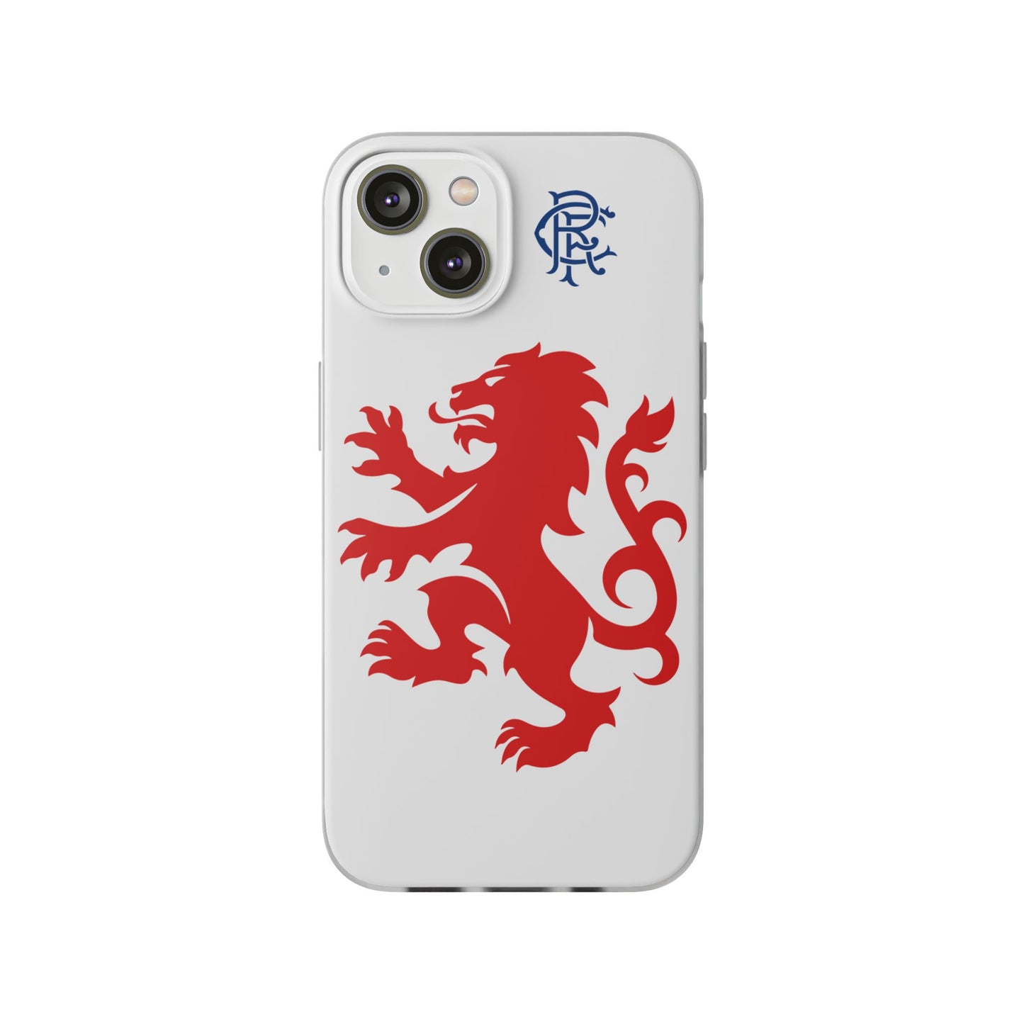 Rangers Lion & Monogram White iPhone Flexi Case - iPhone 16, 15, 14, Plus/Pro/Pro Max